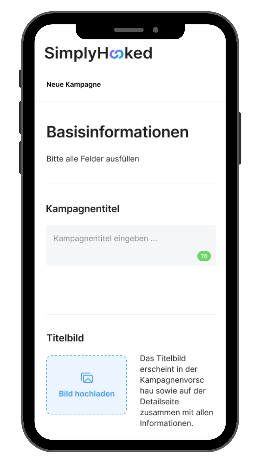 Simply Hooked Mockup Schritt 2 Kampagne Erstellen